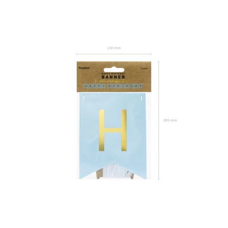 Baner Happy Birthday, 15 x 175 cm, jasny niebieski - 4