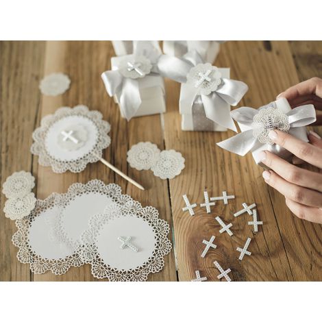 Aplikacje PartyDeco Krzyż srebrny 27mm, 25szt - 5