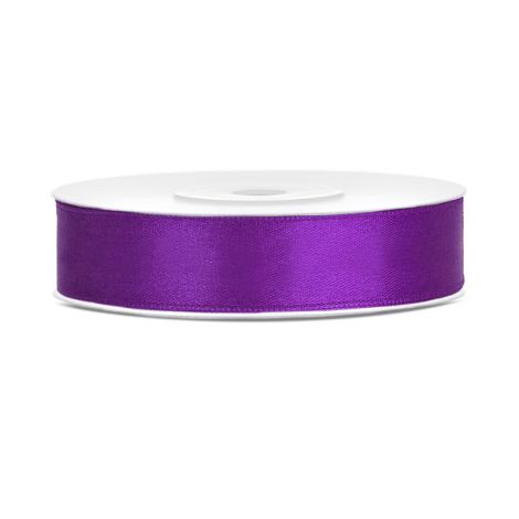Tasiemka satynowa PartyDeco Purpurowa, 12mm x 25m
