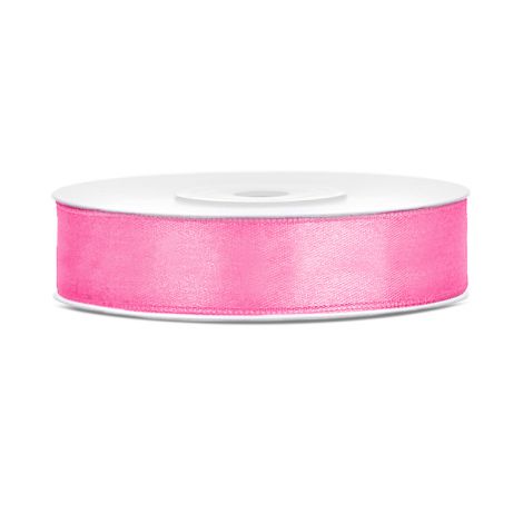 Tasiemka satynowa PartyDeco Różowa, 12mm x 25m