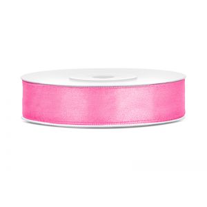 Tasiemka satynowa PartyDeco Różowa, 12mm x 25m