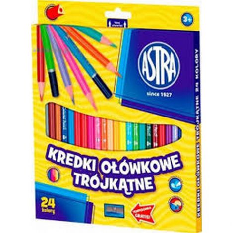 Kredki ołówkowe Astra trójkątne, 24 kolory