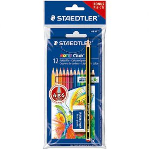 Kredki ołówkowe Staedtler Noris Club sześciokątne, 12 kolorów + ołówek + gumka