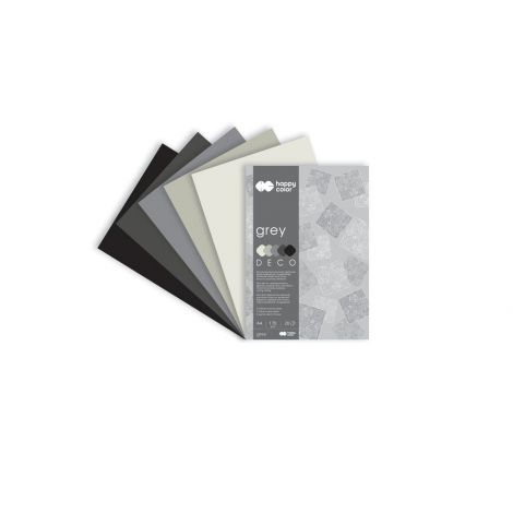 Blok Happy Color Deco Grey A4/20/170g 5 kolorów