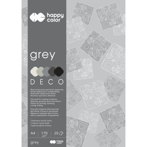 Blok Happy Color Deco Grey A4/20/170g 5 kolorów - 2