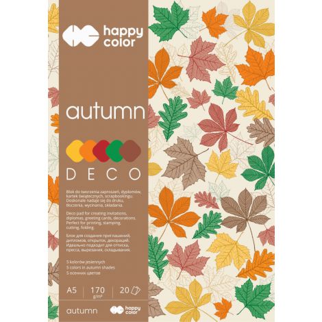 Blok Happy Color Deco Autumn A5/20/170g 5 kolorów