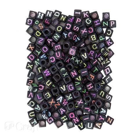 Koraliki dpCraft Alfabet Literki Neon, 124szt