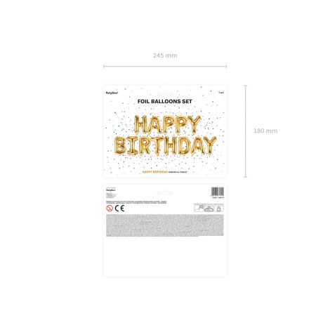 Balon foliowy Happy Birthday, 340x35cm, złoty - 2