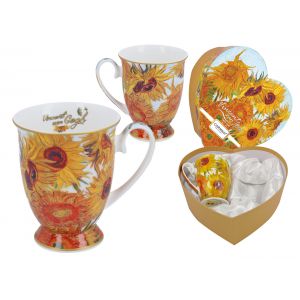 Komplet dwóch kubków w sercu Carmani 280ml - V. van Gogh, Słoneczniki
