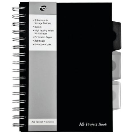 Kołozeszyt Pukka Pad Project Book Black A5/125/80g kratka, czarny - 2