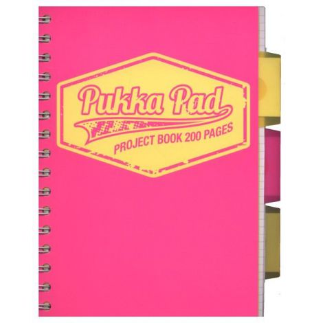 Kołozeszyt Pukka Pad Project Book Neon A5/100/80g kratka, różowy