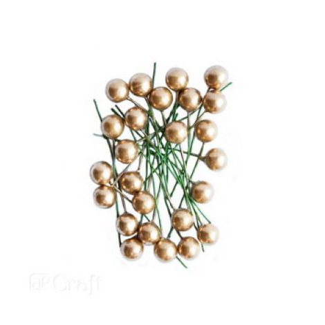 Kulki druciane dpCraft Owoce Ostrokrzewu 12mm, Złote, 24szt