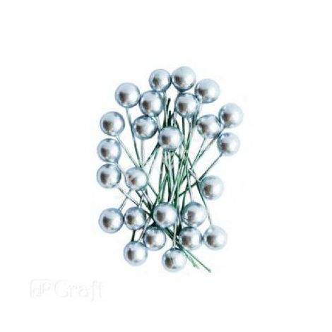 Kulki druciane dpCraft Owoce Ostrokrzewu 12mm, Srebrne, 24szt