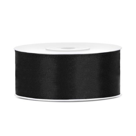 Tasiemka satynowa PartyDeco Czarna, 25mm x 25m