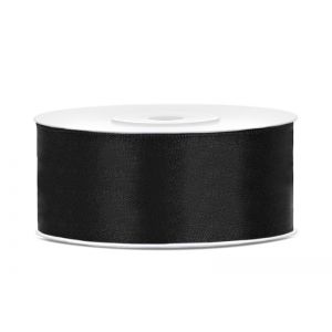 Tasiemka satynowa PartyDeco Czarna, 25mm x 25m