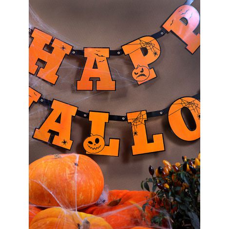 Baner Happy Halloween, 13 x 210cm, pomarańczowy - 3