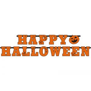 Baner Happy Halloween, 13 x 210cm, pomarańczowy