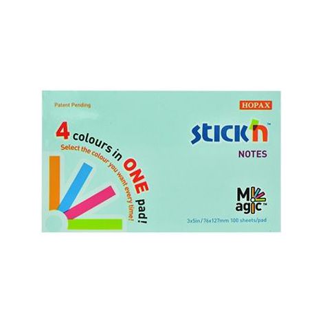 Karteczki samoprzylepne Stick'n 76x127mm, 100szt Magic Pad pastelowe