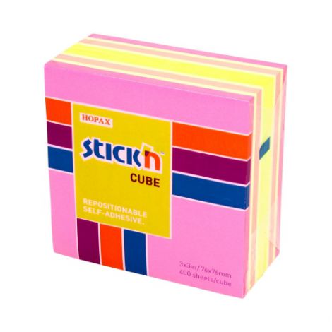 Karteczki samoprzylepne Stick'n 76x76mm, 400szt różowe