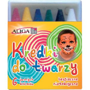 Kredki do twarzy Aliga, 6 kolorów