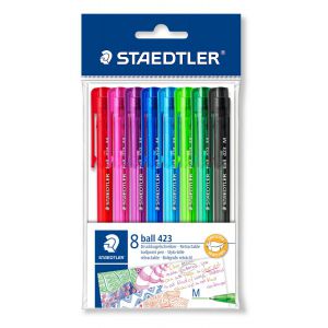 Długopisy Staedtler z przyciskiem, trójkątne, 0.5mm, 8 kolorów