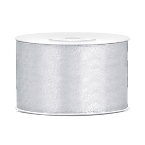 Tasiemka satynowa PartyDeco Srebrna, 38mm x 25m