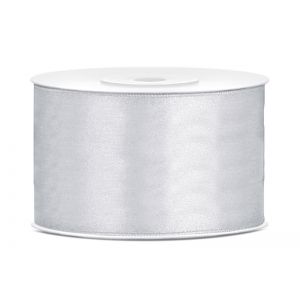 Tasiemka satynowa PartyDeco Srebrna, 38mm x 25m