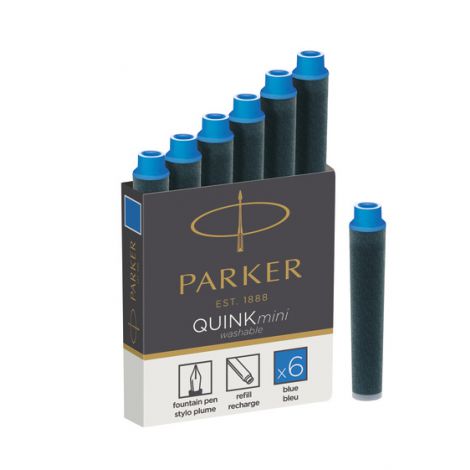 Naboje Parker Mini niebieskie zmazywalne 6szt