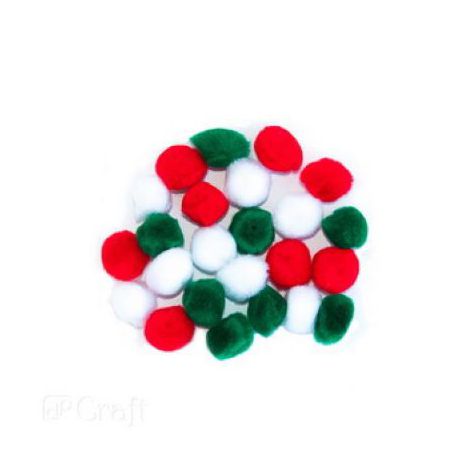 Pompony akrylowe dpCraft Świąteczne 1cm, 24szt