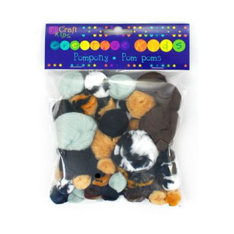 Pompony akrylowe dpCraft Animal Prints, 56szt - 2