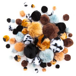 Pompony akrylowe dpCraft Animal Prints, 56szt