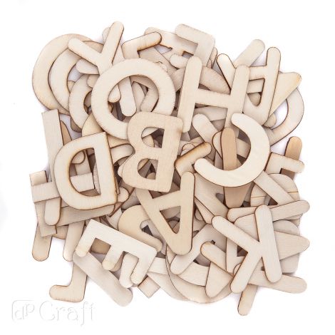 Kształty drewniane dpCraft, Litery Mix, 100szt
