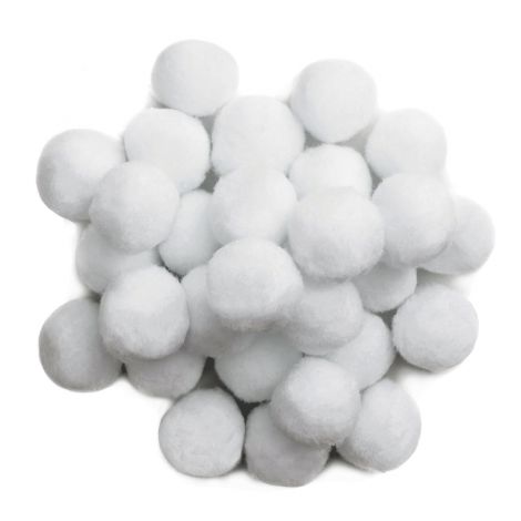 Pompony poliestrowe dpCraft 5cm Białe, 30szt