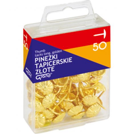 Pinezki Grand tapicerskie złote, 50szt