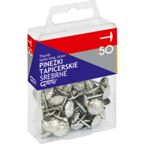 Pinezki Grand tapicerskie srebrne, 50szt