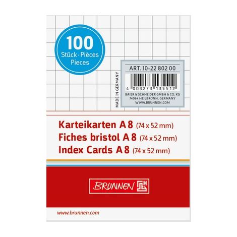 Karta indeksująca Brunnen A8/100 kratka, biała