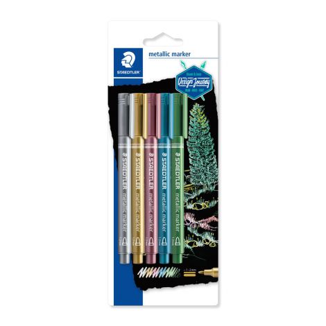 Marker Staedtler Metallic, okrągła końcówka, 5 kolorów