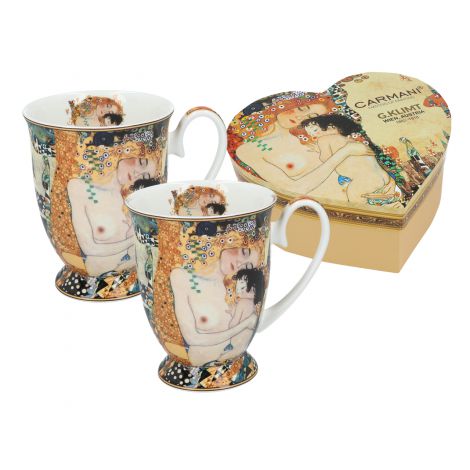 Komplet dwóch kubków w sercu Carmani 280ml - G. Klimt, Macierzyństwo