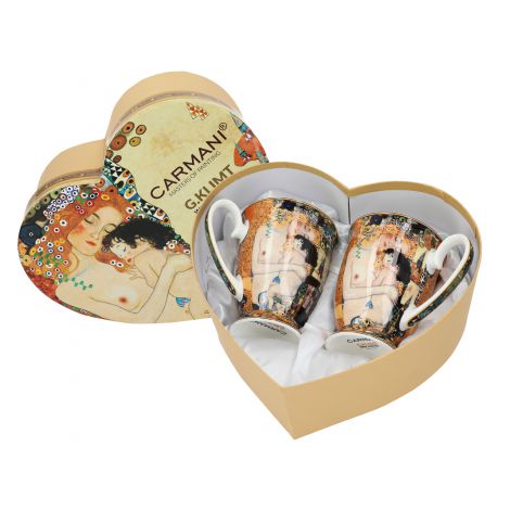 Komplet dwóch kubków w sercu Carmani 280ml - G. Klimt, Macierzyństwo - 2