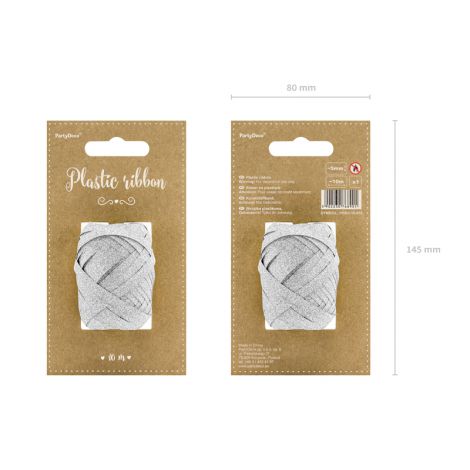 Wstążka plastikowa, srebrna, 5mm/10m - 2