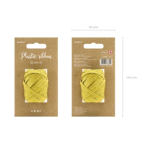 Wstążka plastikowa, złota, 5mm/10m - 2