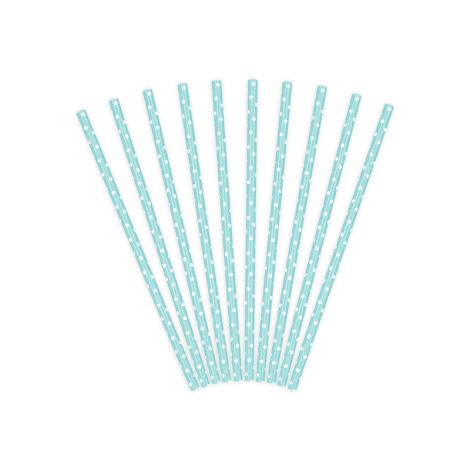 Słomki papierowe, błękitne, 19,5cm, 10 sztuk - 2