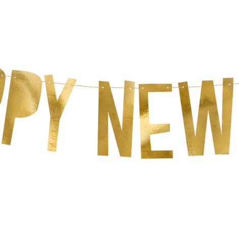 Baner Happy New Year, 10 x 90 cm, złoty - 2