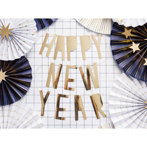 Baner Happy New Year, 10 x 90 cm, złoty - 3