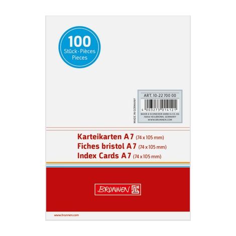 Karta indeksująca Brunnen A7/100 gładka, biała