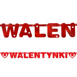 Baner Walentynki, 12 x 160cm, czerwony