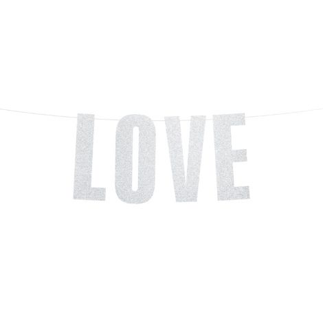 Baner Love, 21 x 55 cm, srebrny