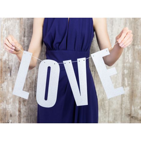 Baner Love, 21 x 55 cm, srebrny - 4