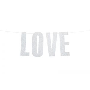 Baner Love, 21 x 55 cm, srebrny