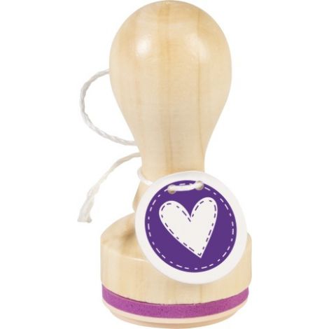 Stempel drewniany Heyda okrągły, Serce z szwem